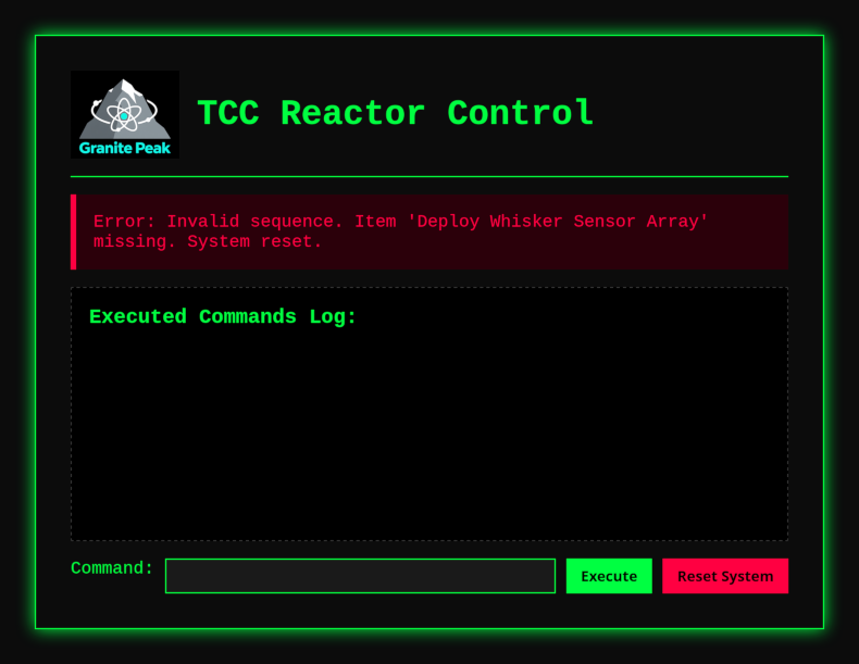 Error: Invalid sequence. Item 'Deploy Whisker Sensor Array' missing. System reset.
